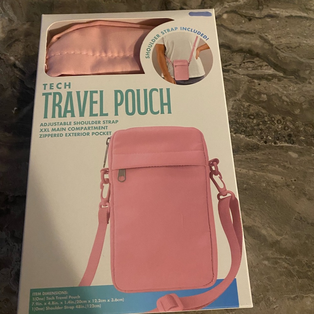 Pink Tech Travel Pouch with Adjustable Strap